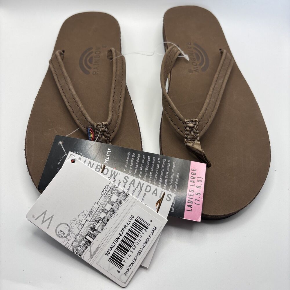 NWT Rainbow Sandals Women's Premier Leather Single Layer Narrow Expresso 301ALTS